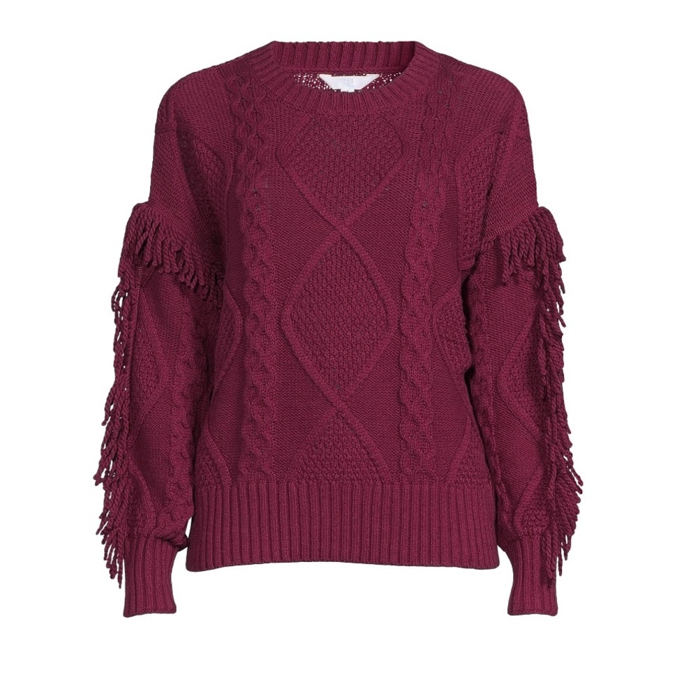 Time and Tru fringed boho cable knit crew neck sweater plus size XXXL (22)